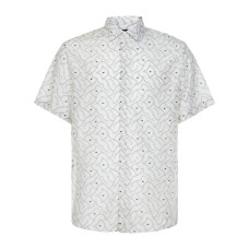 Emporio Armani Camicia OVER FIT Bianca a manica corta da Uomo con stampa onde e logo Aquila All Over