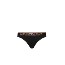 Emporio Armani Brasialiana Nera con vita elastica e logo lettering e inserti arancio fluo