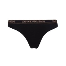 Emporio Armani Brasialiana Black in stretch di cotone con vita elastica e logo lettering nude