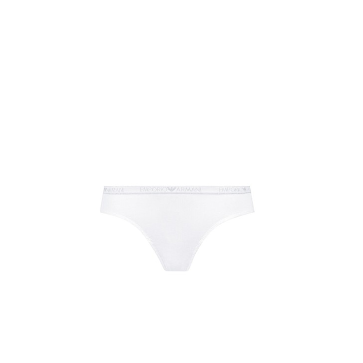 Emporio Armani Brasialiana White con vita elastica e logo lettering silver glitter