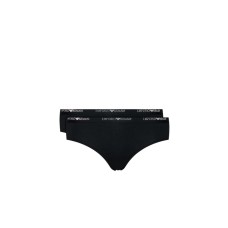 Emporio Armani Bi-Pack Slip Black con vita elastica e logo lettering silver glitter