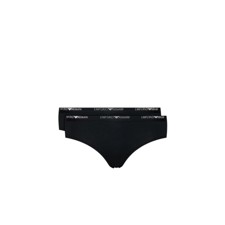 Emporio Armani Bi-Pack Slip Black con vita elastica e logo lettering silver glitter