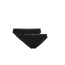 Emporio Armani Bi-Pack Slip Black con vita elastica e logo lettering rosagold glitter