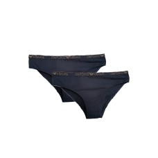 Emporio Armani Bi-Pack Slip Blu con vita elastica e logo lettering rosagold glitter
