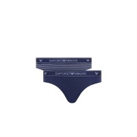 Emporio Armani Bi-Pack Brasiliana Blu con vita elastica e logo lettering 