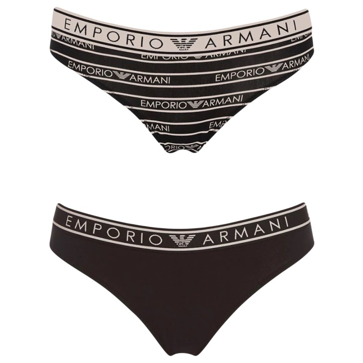 Emporio Armani Bi-Pack Brasialiana black con vita elastica e logo lettering