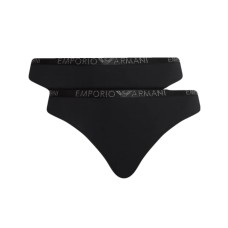 Emporio Armani Bi-Pack Brasialiana Black con vita elastica e logo lettering rosagold glitter