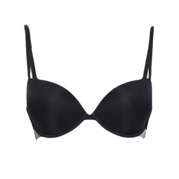 Emporio Armani reggiseno nero in microfibra con spalline regolabili e profilo elastico logato