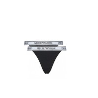 Emporio Armani Bi-Pack Thong Black con vita elastica e logo lettering