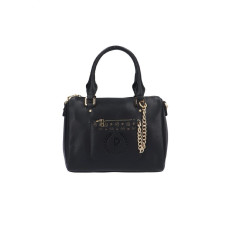 Pollini Borsa nera a mano con Logo Pollini e mini pochette in stampa Heritage estraibile