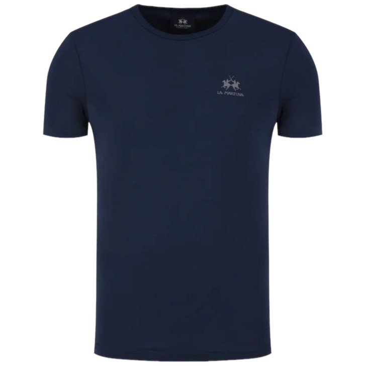 La Martina T-shirt girocollo da Uomo Blu Logo a contrasto