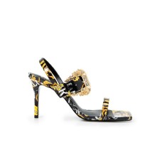 Versace Jeans Couture Sandali da Donna con tacco Multicolor con stampa Baroque all over