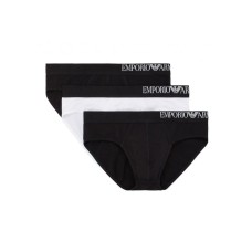 Emporio Armani Set 3 Slip in cotone stretch con vita elastica e logo lettering 111734CS71328320