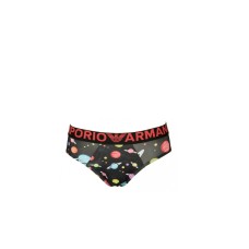 Emporio Armani Slip nero con stampa multicolore