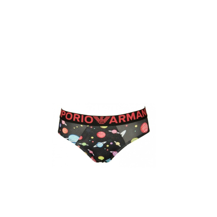 Emporio Armani Slip nero con stampa multicolore