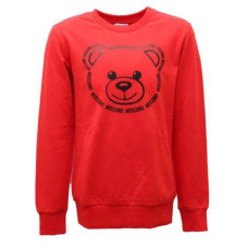 Moschino Felpa Rossa in cotone con maxi stampa Teddy Bear