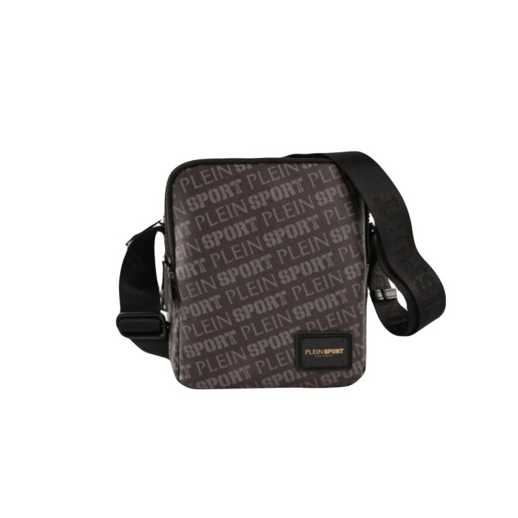 PLEIN SPORT TRACOLLA NERA CON STAMPA ALL OVER