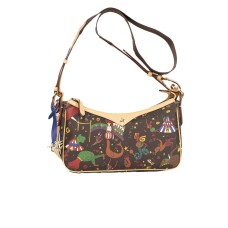 Piero Guidi borsa marrone con stampa magic circus 