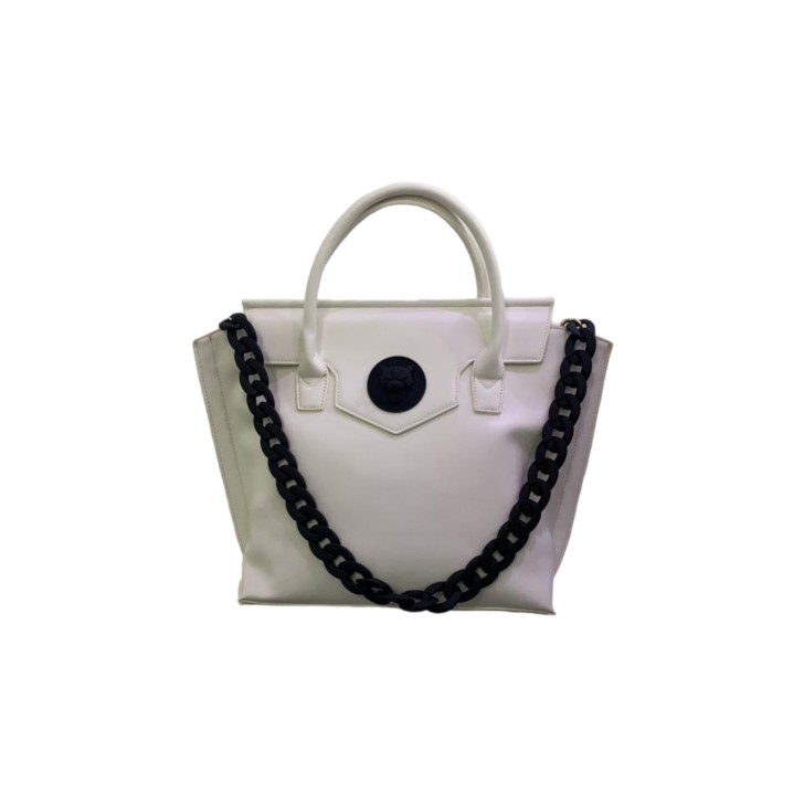 Plein Sport  Borsa a mano large bianca con tracolla regolabile estraibile