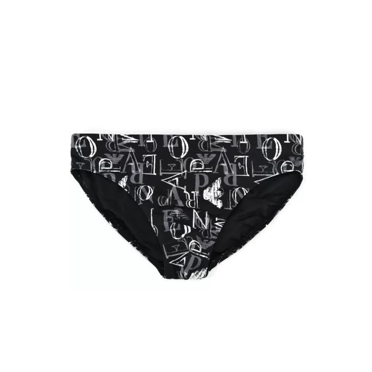 Emporio Armani Slip da mare Nero con stampa lettering All Over