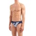 EMPORIO ARMANI SLIP DA MARE BLU NAVY CON MAXI LOGO AQUILA E LOGO LETTERING WHITE