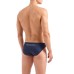 EMPORIO ARMANI SLIP DA MARE BLU NAVY CON MAXI LOGO AQUILA E LOGO LETTERING WHITE
