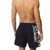 Emporio Armani Boxer da mare Nero in tessuto riciclato con maxi logo bold