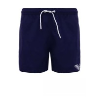 Emporio Armani Boxer da mare Blu in tessuto riciclato con maxi logo bold