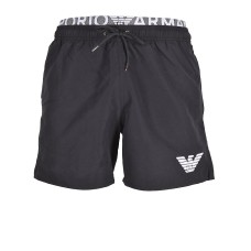 Emporio Armani Boxer da Mare Nero in tessuto riciclato con coulisse e vita elasticizzata logata