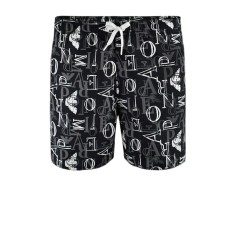 Emporio Armani Boxer da mare Nero con stampa Lettering All Over