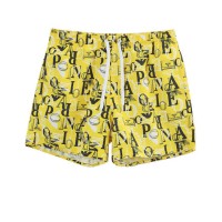 Emporio Armani Boxer da mare Giallo con stampa Lettering All Over