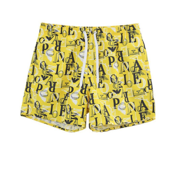 Emporio Armani Boxer da mare Giallo con stampa Lettering All Over