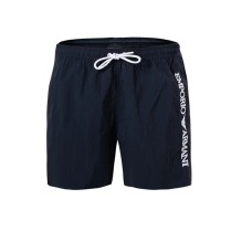 EMPORIO ARMANI BOXER DA MARE BLU NAVY CON LOGO LETTERING WHITE RICAMATO 
