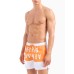EMPORIO ARMANI BOXER DA MARE WHITE CON MAXI BANDA ORANGE LOGO LETTERING E LOGO AQUILA ORANGE