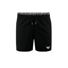 EMPORIO ARMANI BOXER DA MARE BLACK CON ELASTICO IN VITA CON LOGO LETTERING E LOGO AQUILA RICAMATO