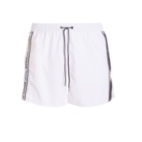 EMPORIO ARMANI BOXER DA MARE WHITE CON BANDE CON LOGO LETTERING 