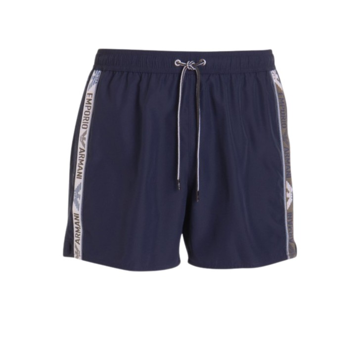 EMPORIO ARMANI BOXER DA MARE BLU NAVY CON BANDE CON LOGO LETTERING 