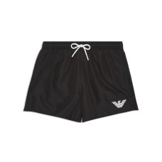 EMPORIO ARMANI BOXER DA MARE BLACK CON LOGO AQUILA WHITE RICAMATO