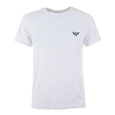 Emporio Armani T-Shirt Bianca a manica corta con logo Aquila nella parte anteriore e maxi logo lettering nella parte posteriore