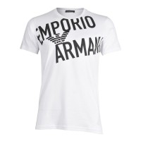 Emporio Armani T-Shirt a manica corta Bianca in cotone con maxi logo bold nero 