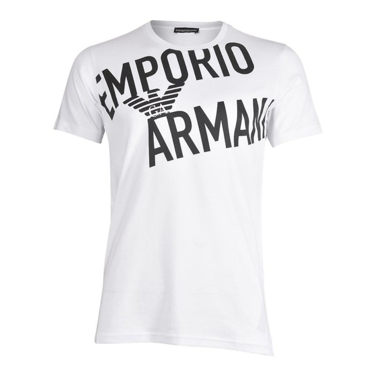 Emporio Armani T-Shirt a manica corta Bianca in cotone con maxi logo bold nero 