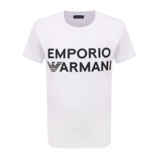 Emporio Armani T-Shirt a manica corta in cotone Bianca con maxi logo lettering nero 