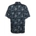 Emporio Armani Camicia a manica corta Blu con taschino con logo Aquila ricamato e stampa All Over