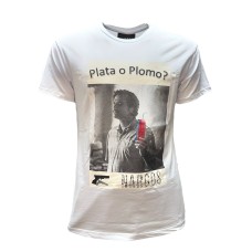 Narcos T-shirt Bianca a girocollo da Uomo a maniche corte 