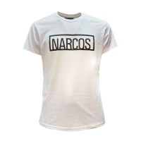 Narcos T-shirt Bianca da Uomo con logo a contrasto nella parte anteriore