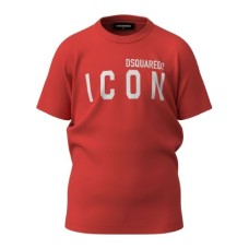 Dsquared2 T-shirt in cotone rossa a manica corta con maxi logo DSQUARED2 ICON