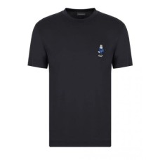 Emporio Armani T-shirt a manica corta Blu Navy con maxi patch aquila cartoon Capsule Manga