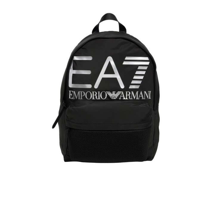 EA7 EMPORIO ARMANI ZAINO UNISEX NERO CON LOGO LETTERING ARGENTO 