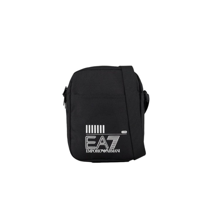EA7 EMPORIO ARMANI TRACOLLA SMALL BLACK UNISEX CON LOGO LETTERING WHITE
