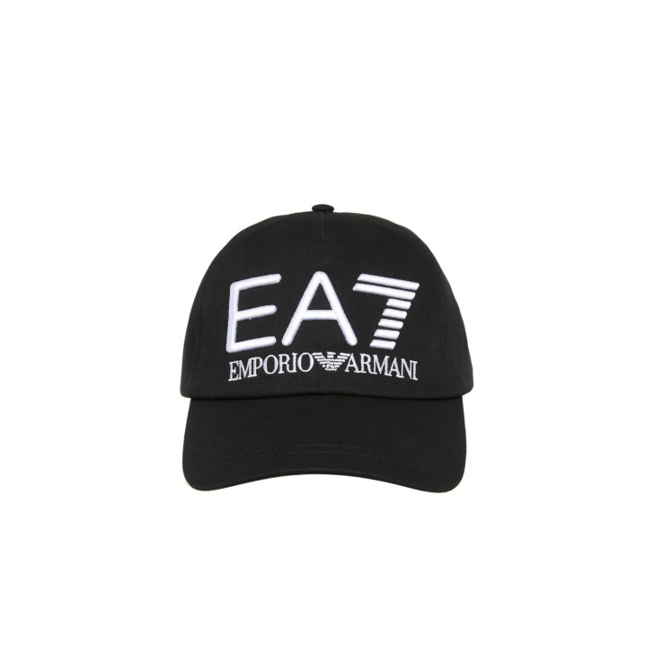 EA7 EMPORIO ARMANI CAPPELLO NERO CON LOGO STAMPATO 